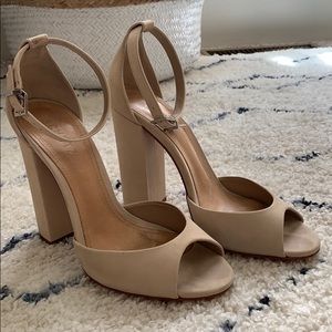 Nude Suede SCHUTZ Pump Block Heels Sz 9.5 NEW!
